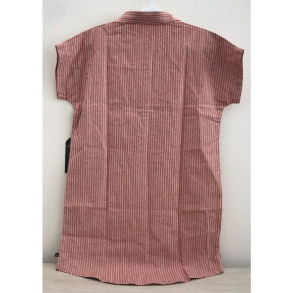 United by Blue Women Sz S Red Rock Railroad Striped Meadow Hemp Shirt Dress - Picture 2 of 10